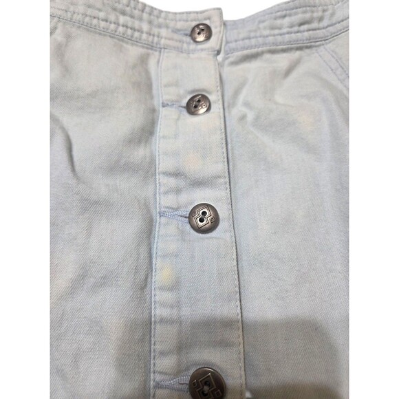 Free People Denim Mini Swing Skirt 6 Western Button Front Light Bleach Wash I13 - Picture 3 of 10
